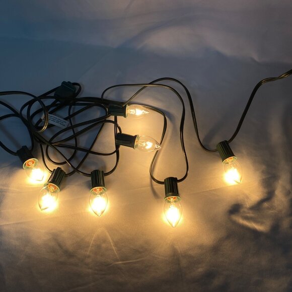 C7 1/2 Green Cord 7 Decorative Lights String Set For Indoor or Outdoor Use - Picture 1 of 6